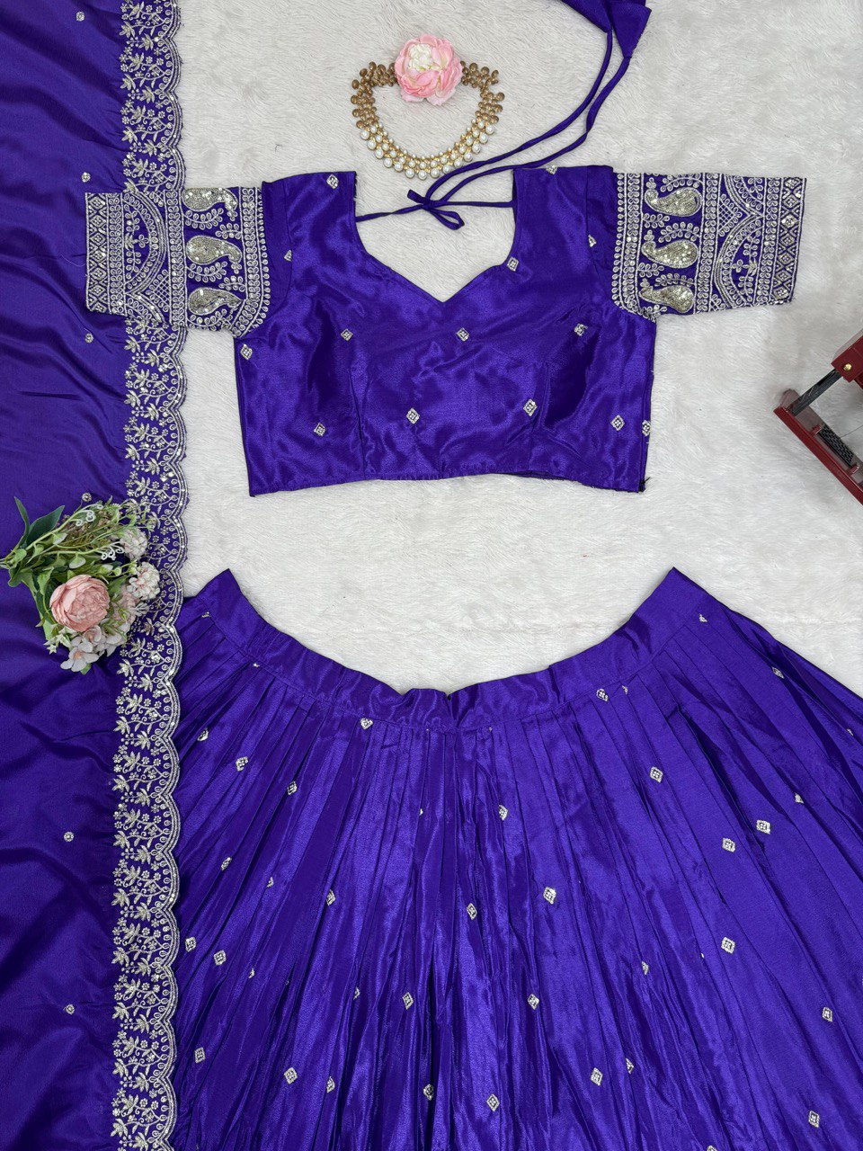 Purple Color Heavy Thread with Sequins Work Designer Lehenga Choli