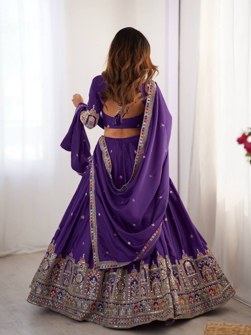 Purple Color Heavy Thread with Sequins Work Designer Lehenga Choli