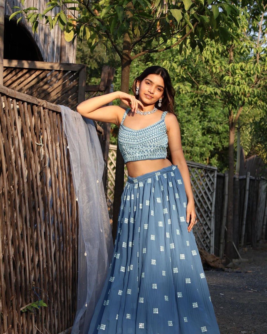 Blue Color Sequins with Thread Embroidery Work Designer Lehenga Choli