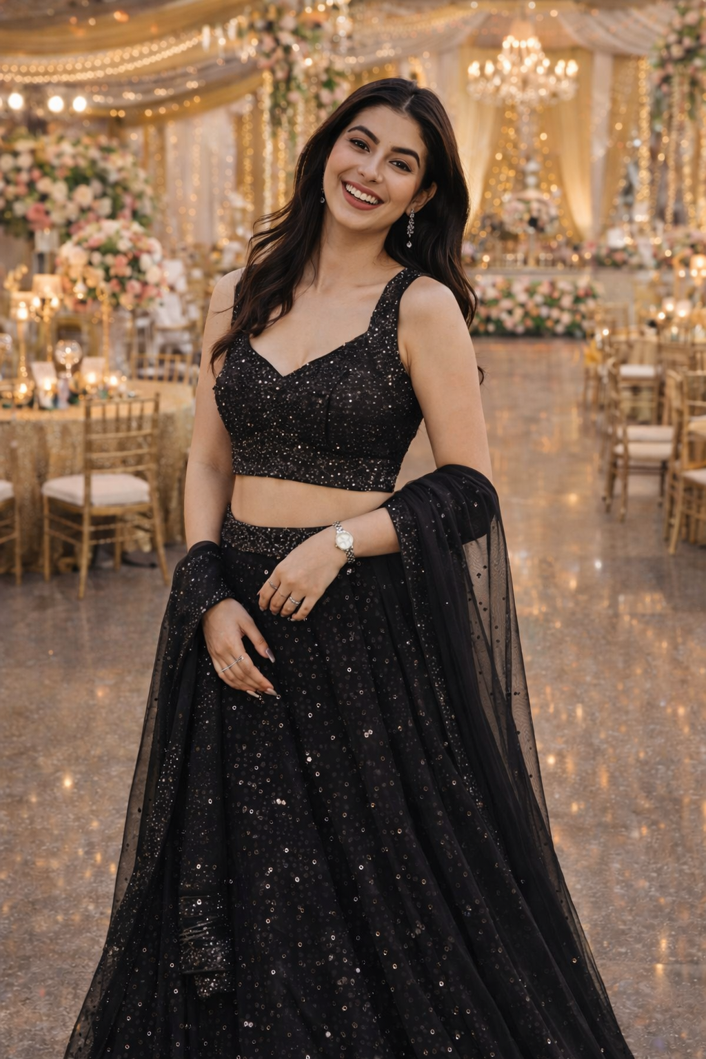 Black Color Designer Sequence Embroidery Work Lehenga Choli