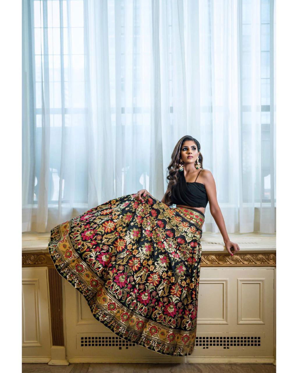 Black Party Wear Banarasi Weaving Designer Party Wear Lehenga - Ahesas