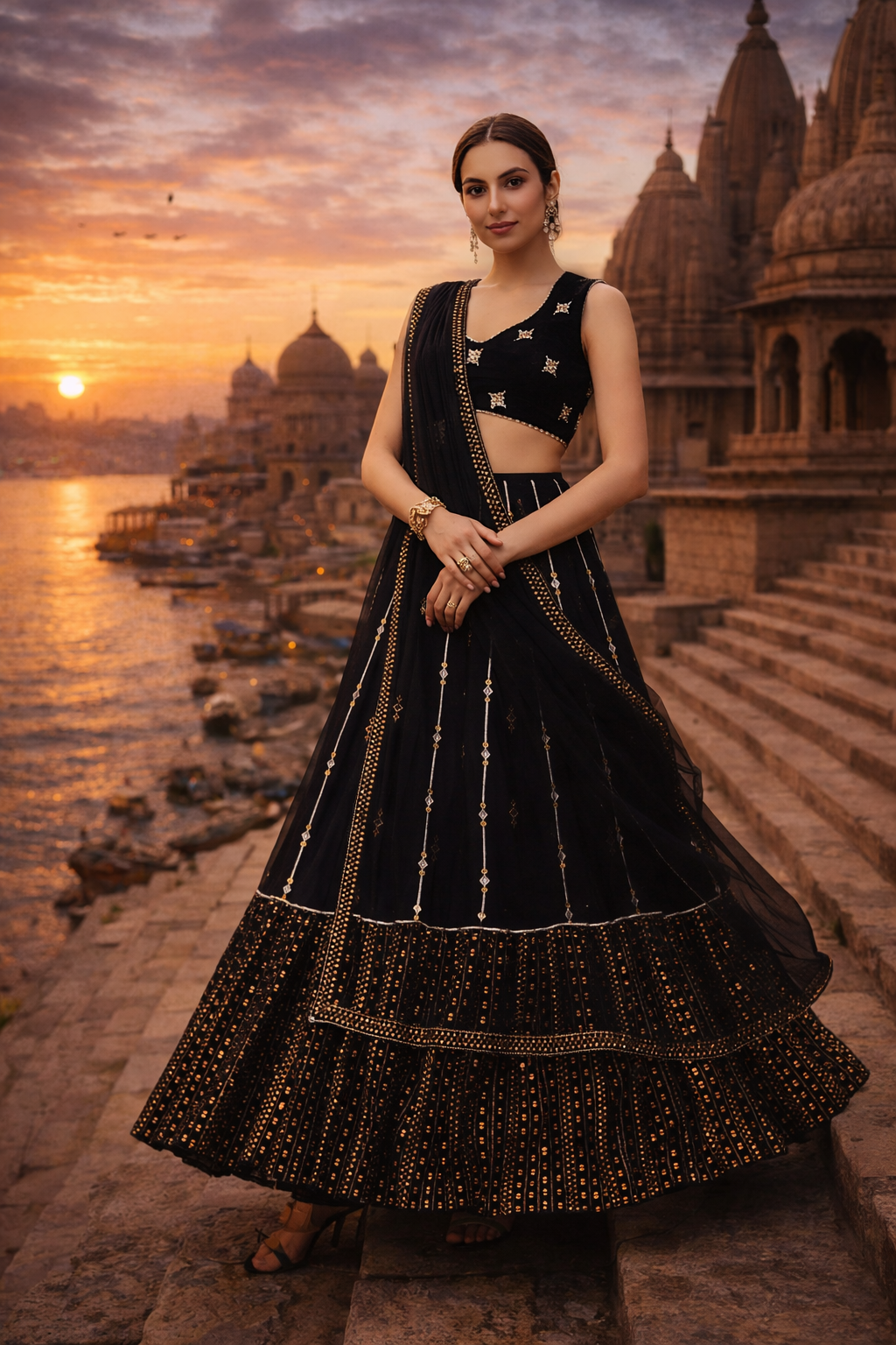 Black Georgette Trendy Sequence Work Party Wear Designer Lehenga Choli