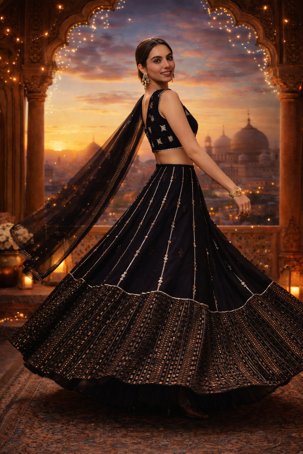 Black Georgette Trendy Sequence Work Party Wear Designer Lehenga Choli