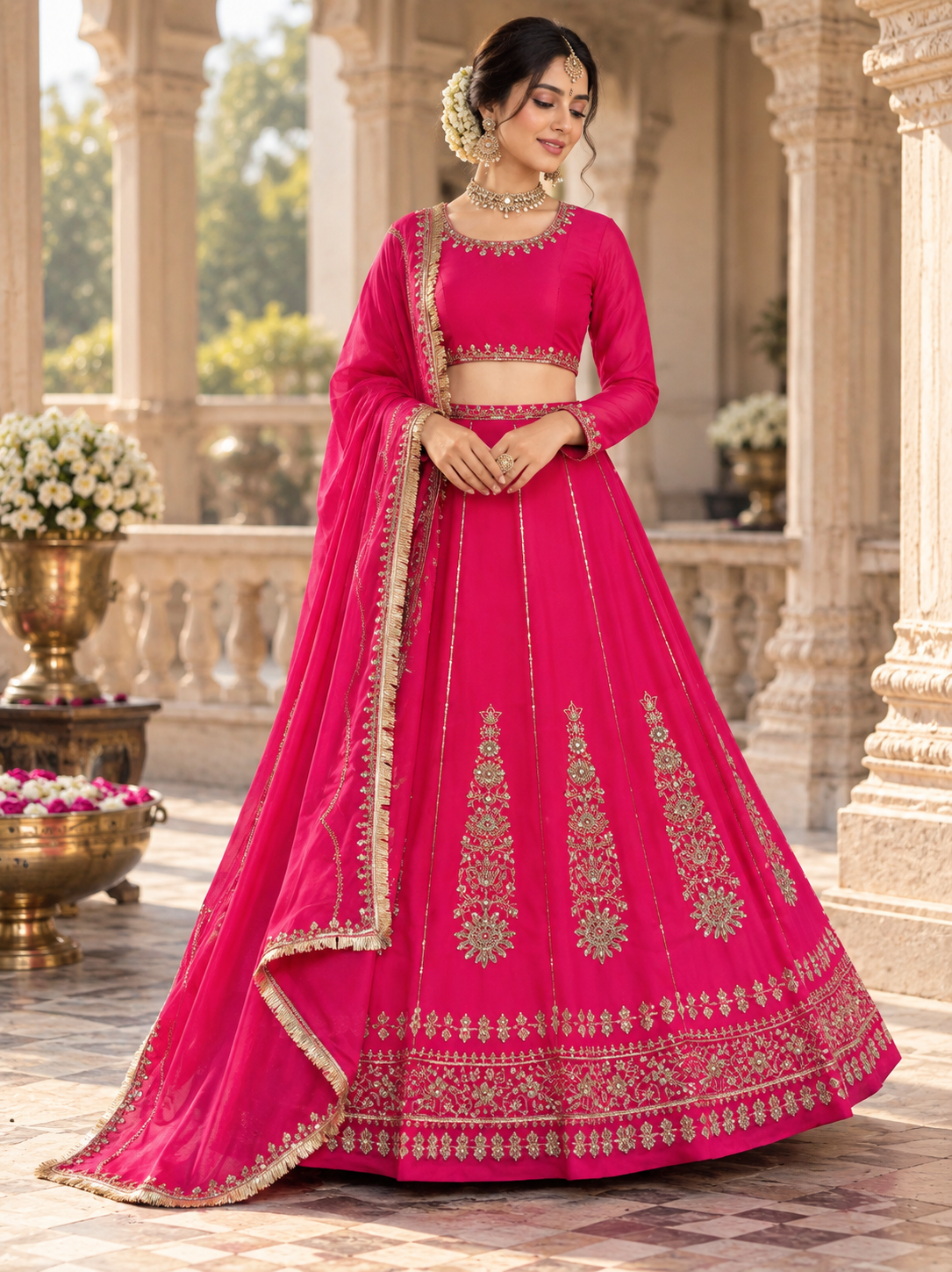 Pink Sequin Designer Wedding Lehenga Choli