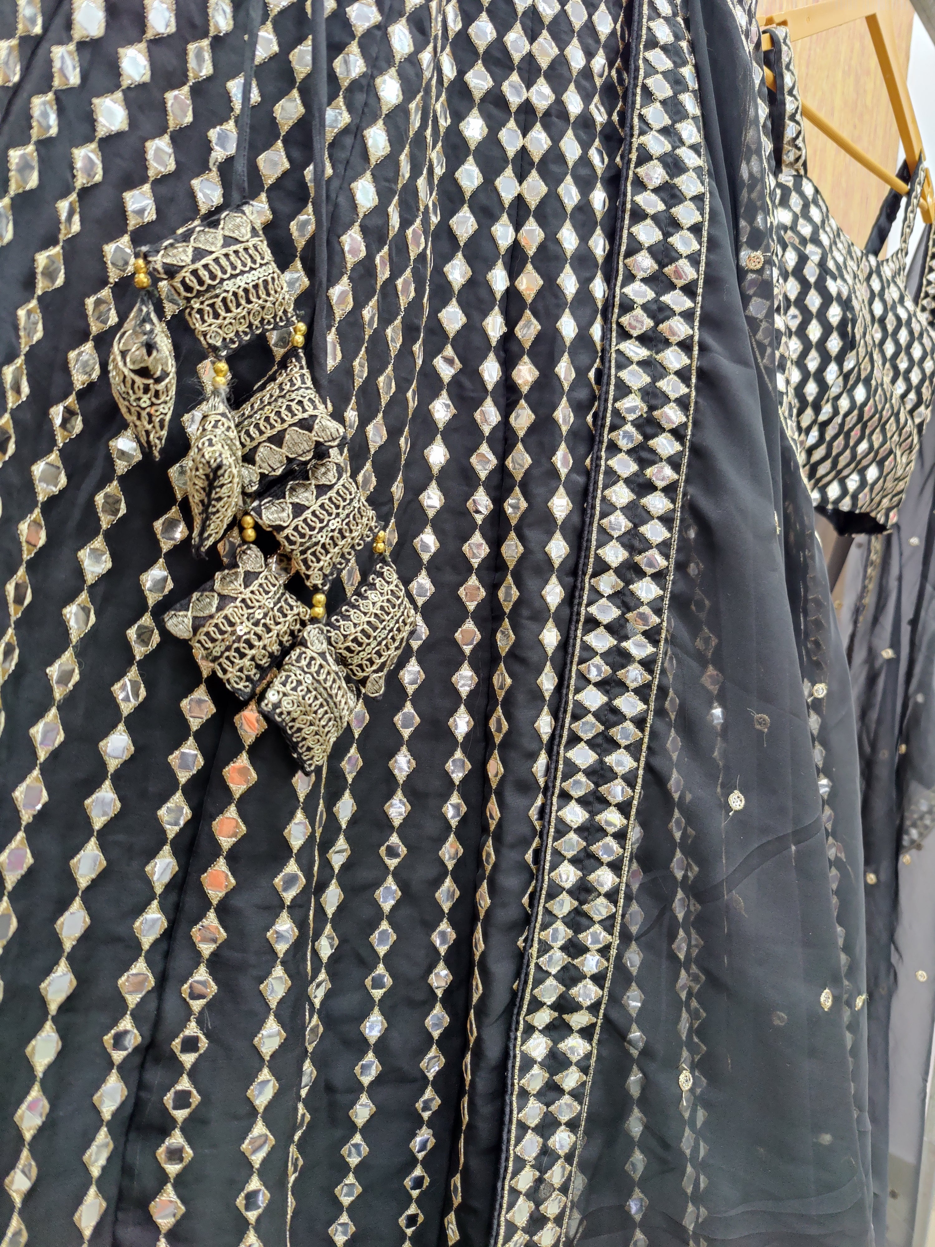 Black Wedding Wear Embroidered Designer Party Wear Organza Silk Lehenga Choli