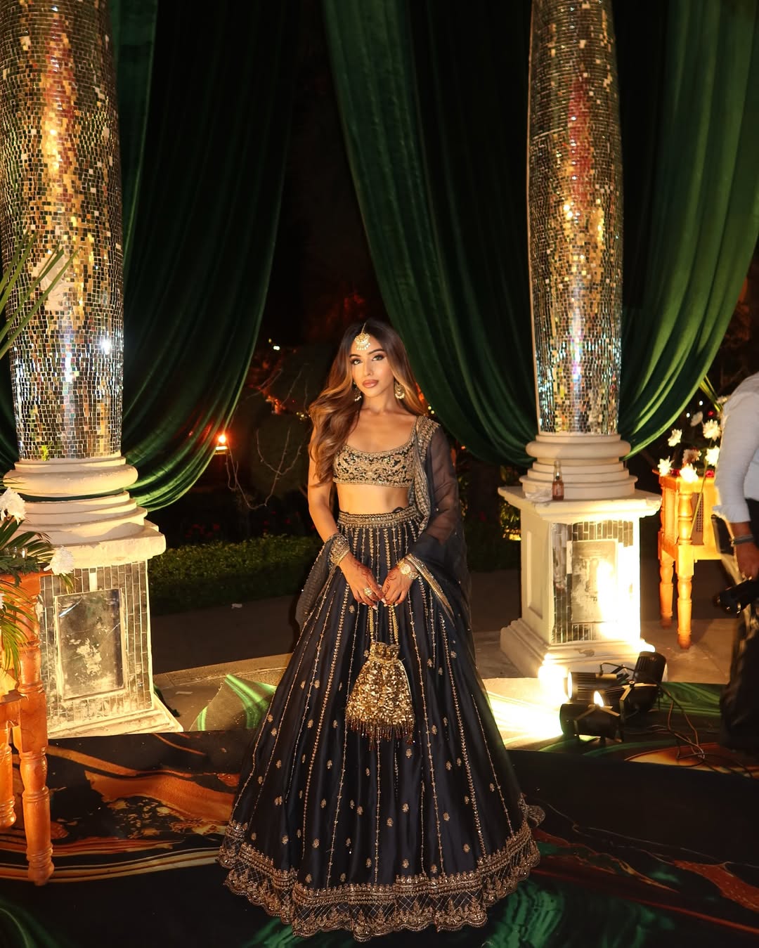 Black & Golden Sequins Wedding Wear Lehenga Choli