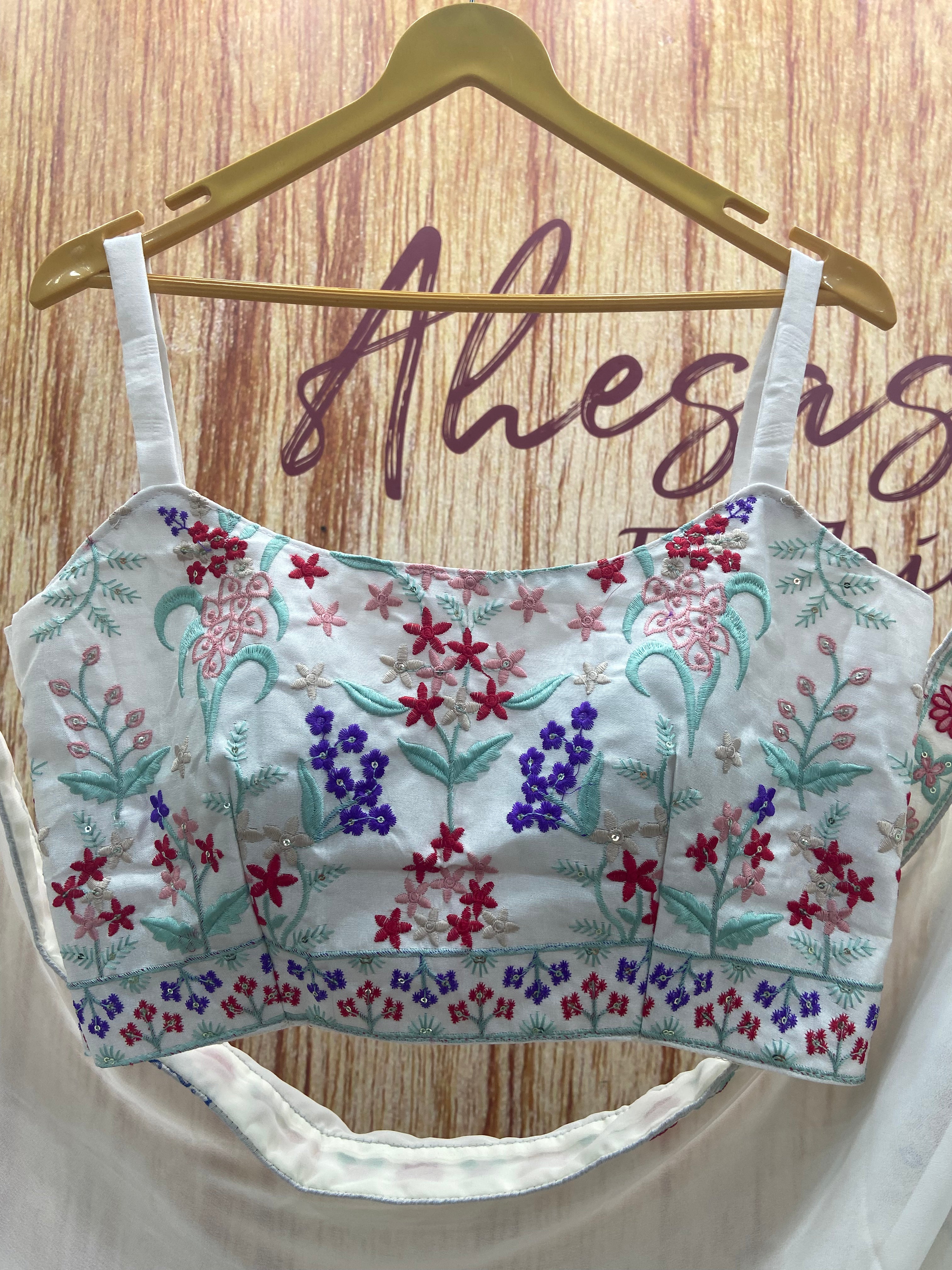 White Color Georgette Sequins Work Designer Lehenga Choli