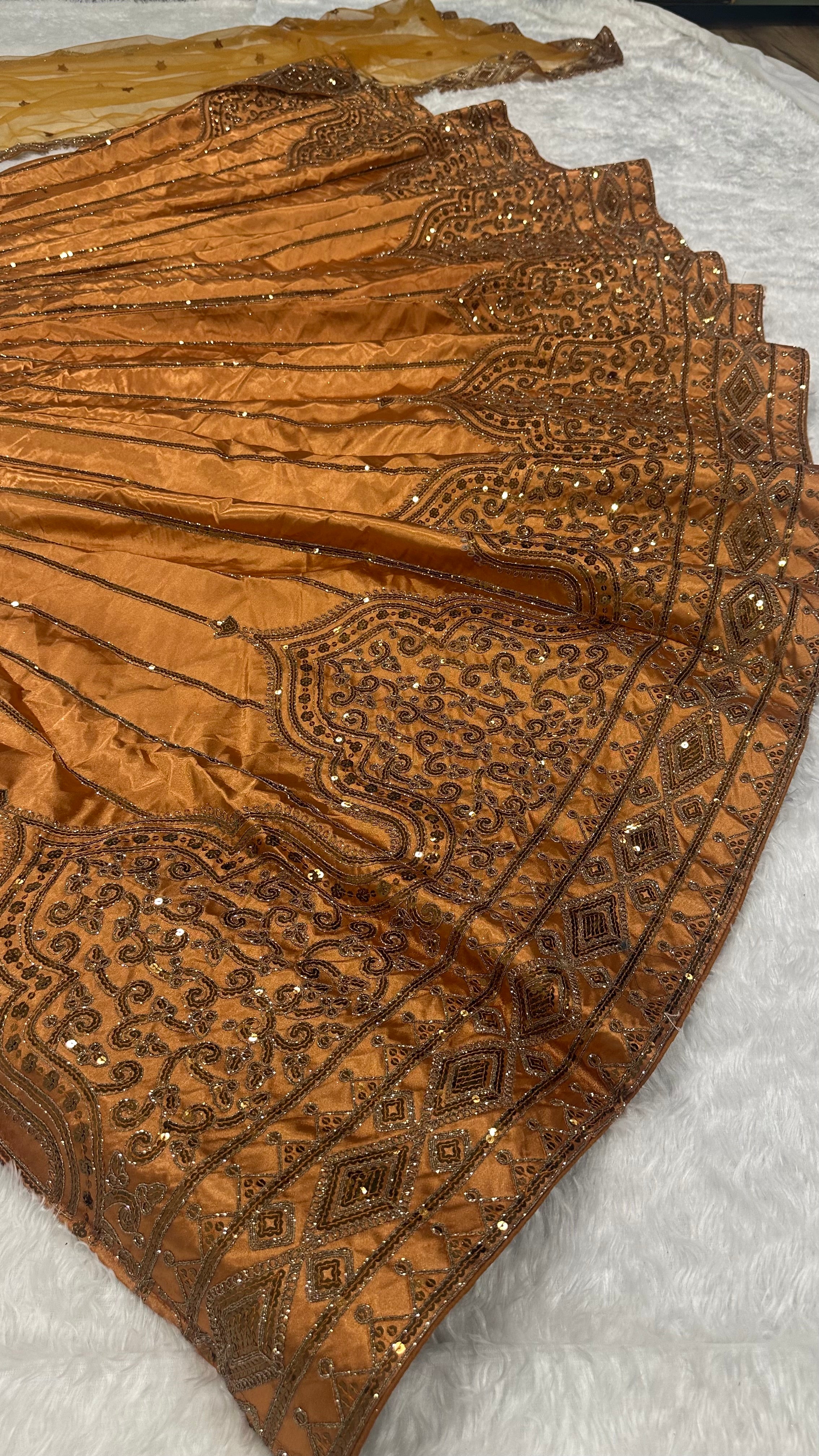 Golden Color Heavy Sequence Work Silk Wedding Lehenga Choli