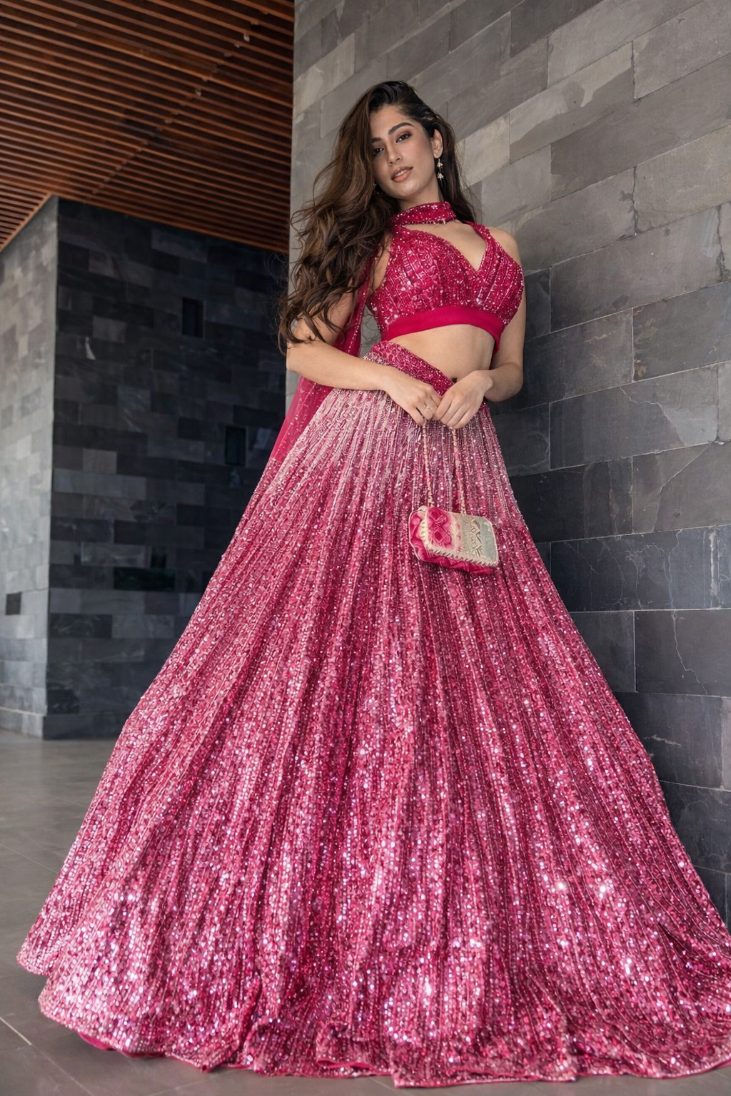 Pink Designer Heavy Sequence Work Wedding & Party Wear Lehenga Choli
