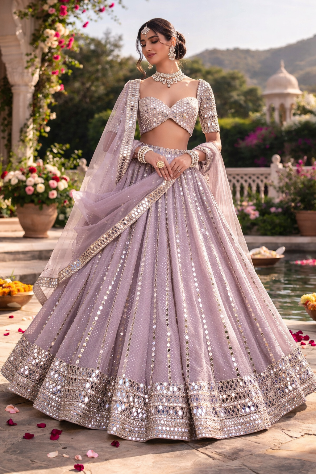 lehenga dress pink Shop royal Pink lehenga with Zardosi, Nakshi, Dabka, Badla and zari work. Perfect for weddings, engagements and reception celebrations. L / Pink
