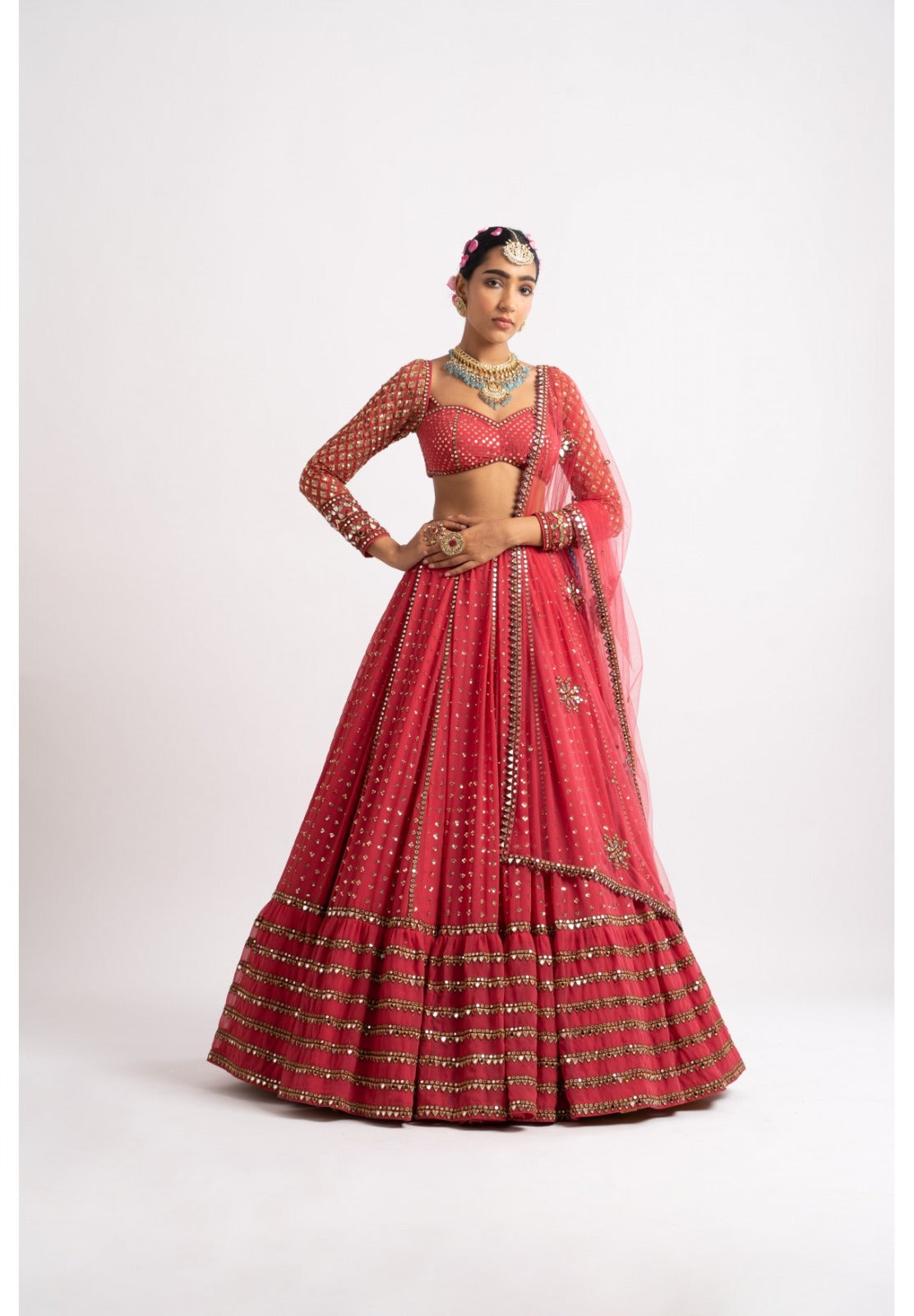 Red Color Designer Trendy sequins Embroidery Work Lehenga Choli