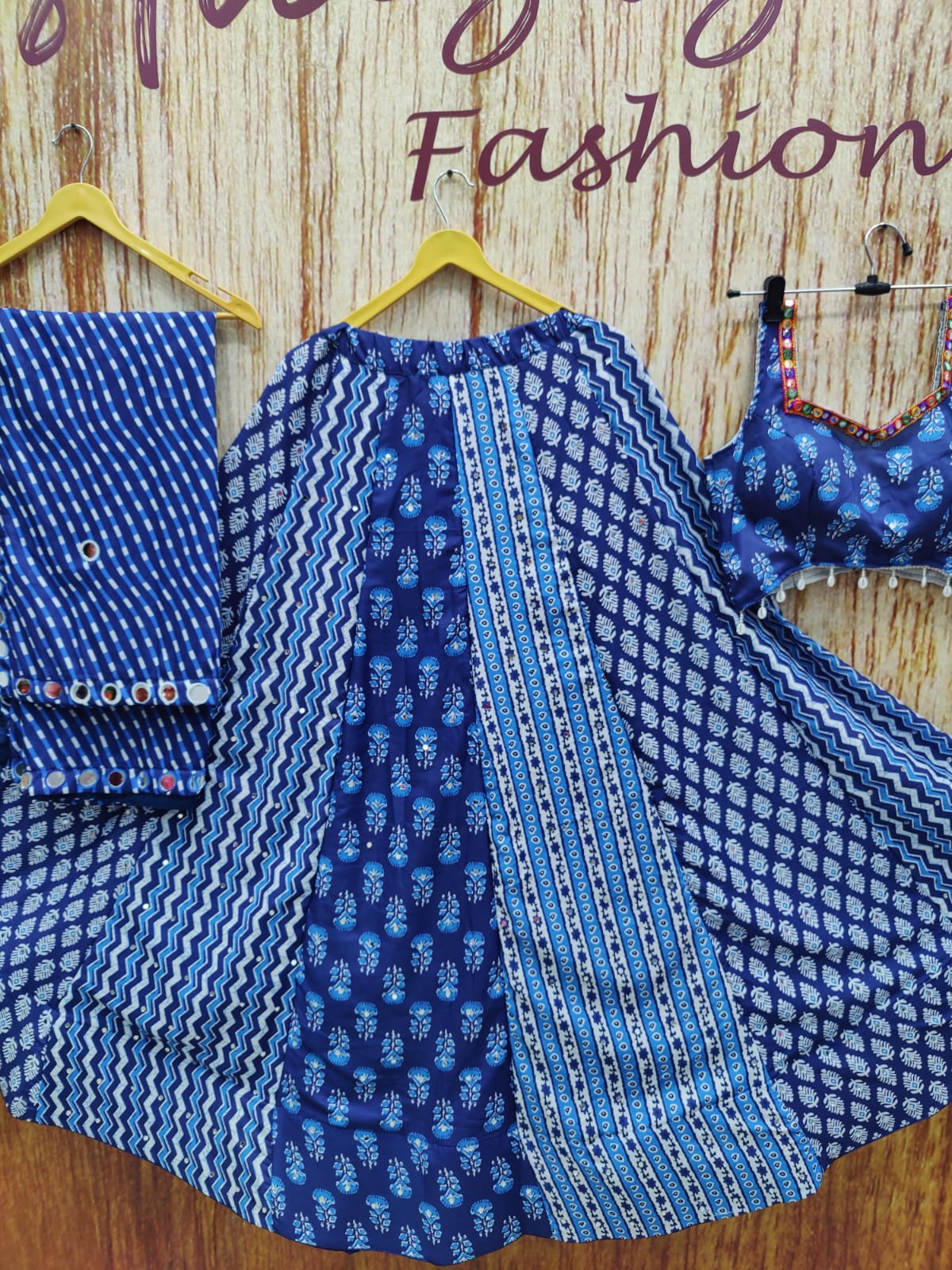 Navy Blue Color Maslin With Printed Designer Lehenga Choli