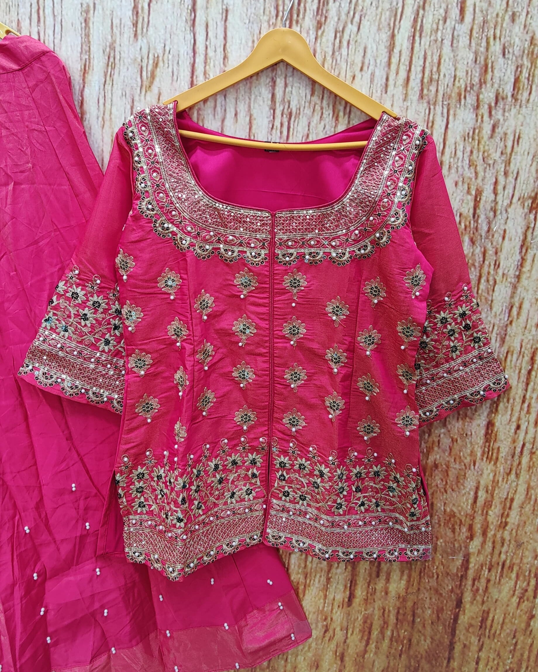 Pink Color Wedding Wear Designer Embroidered Ready to Wear Lehenga Top