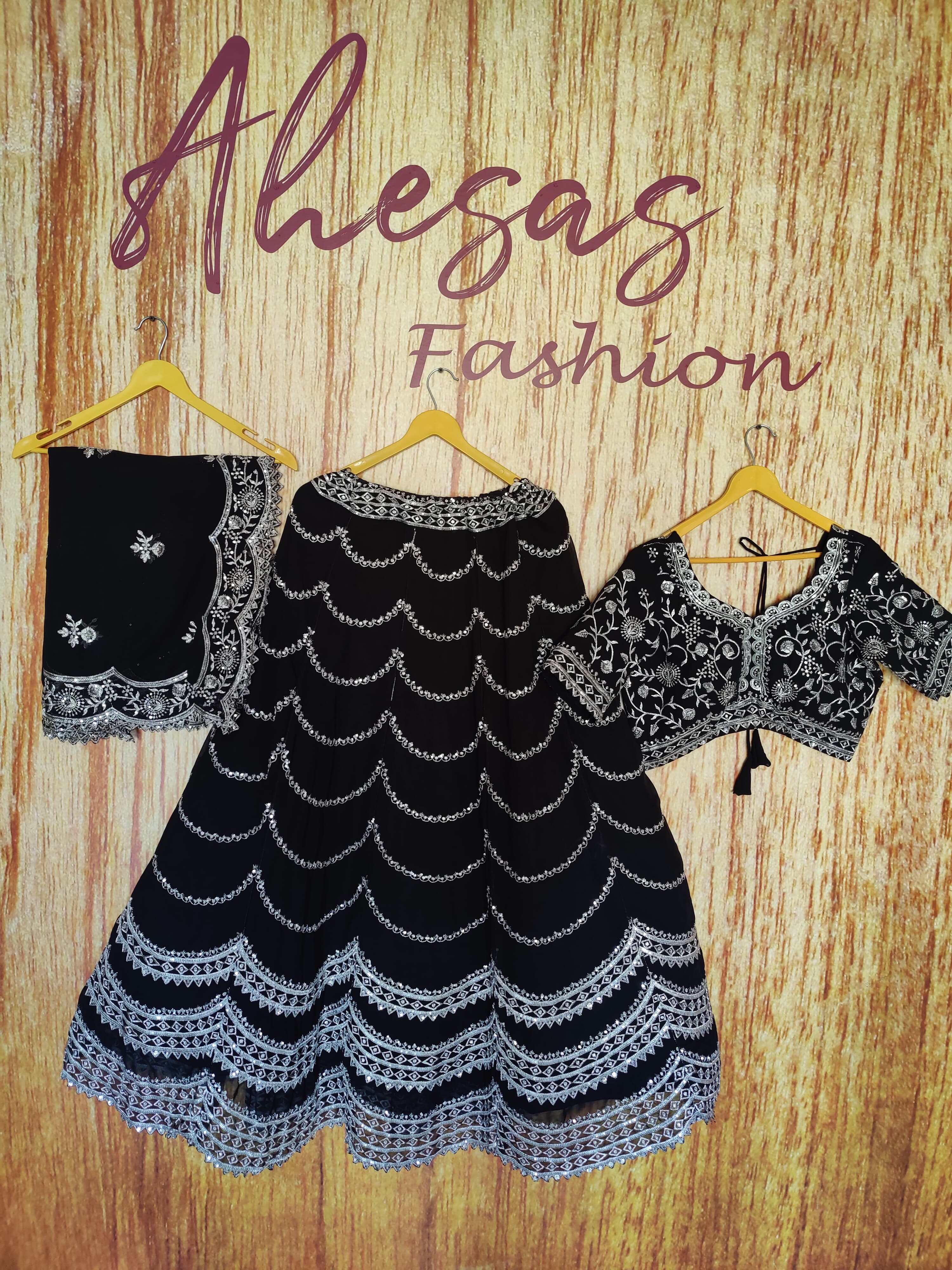 Black Color Wedding Wear Thread With Sequins Work Georgette Lehenga Choli