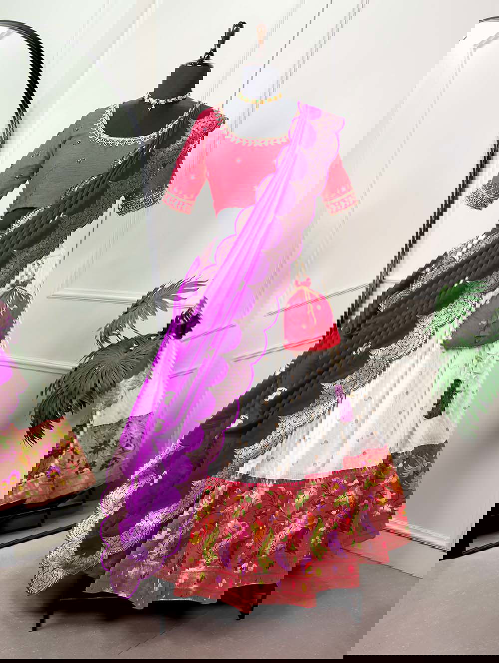 White Color Paithani Silk With Zari Work Wedding Lehenga Choli Set - Ahesas