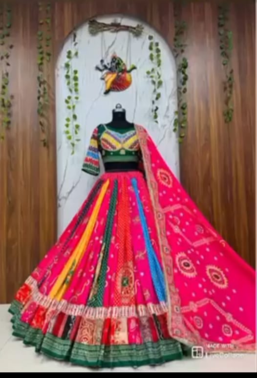 Pink Color Digital Printed with Real Mirror Navratri Lehenga Choli