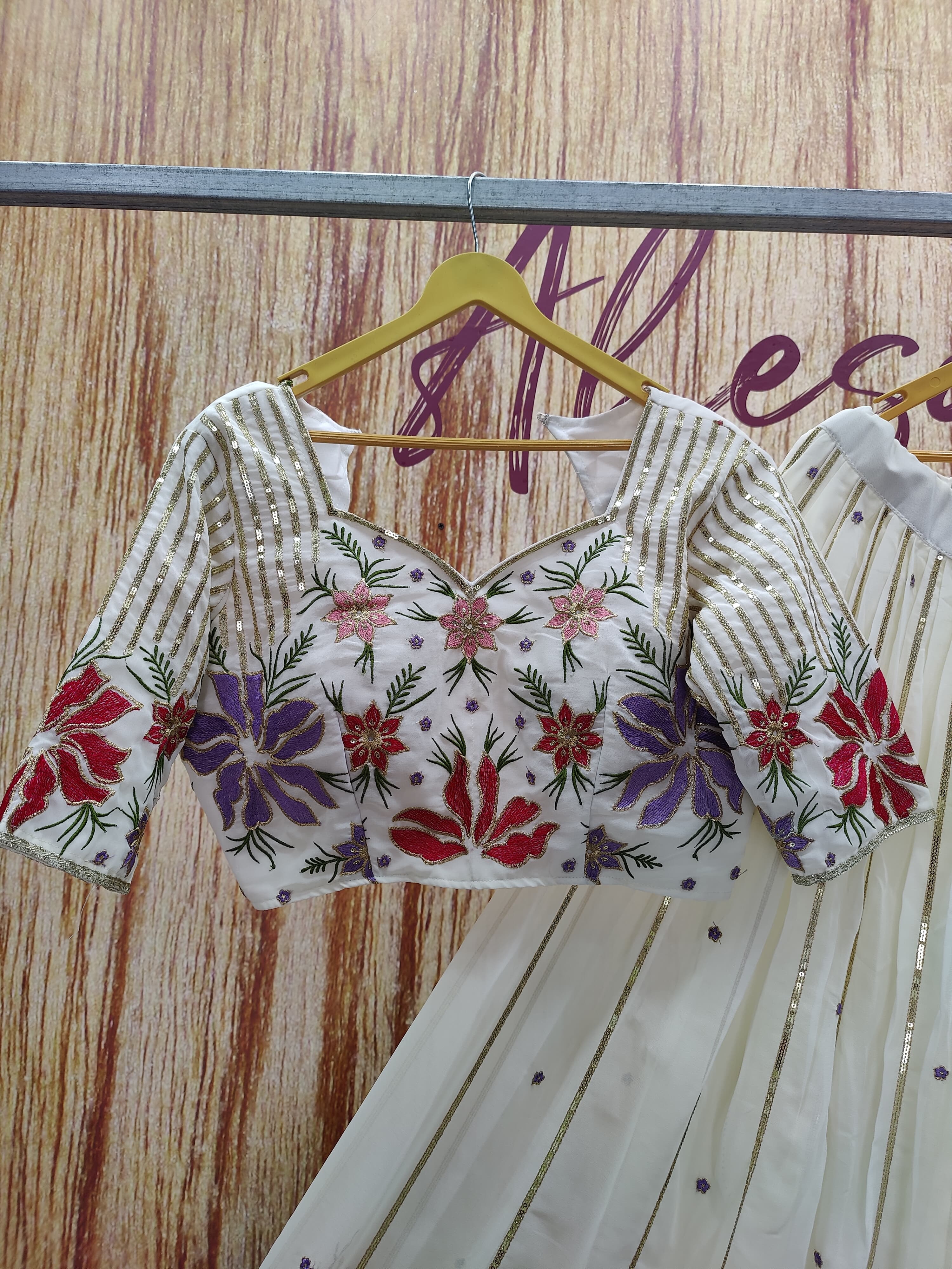 White Color Beautiful Sequins Embroidery Work Georgette Trendy Lehenga