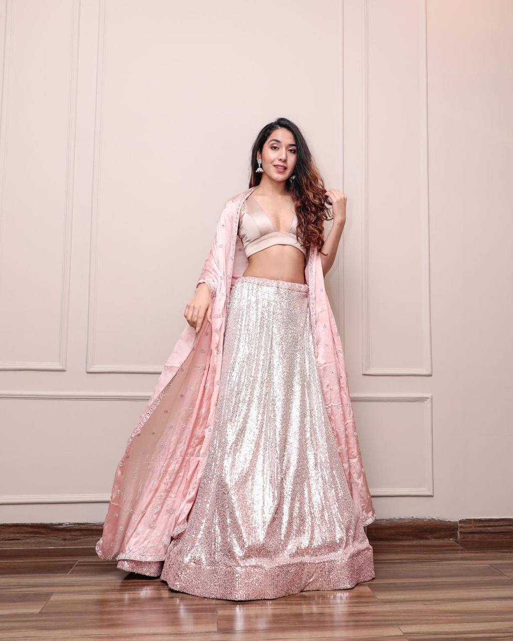 Baby Pink Color Sequence Work Wedding Wear Designer Lehenga Choli