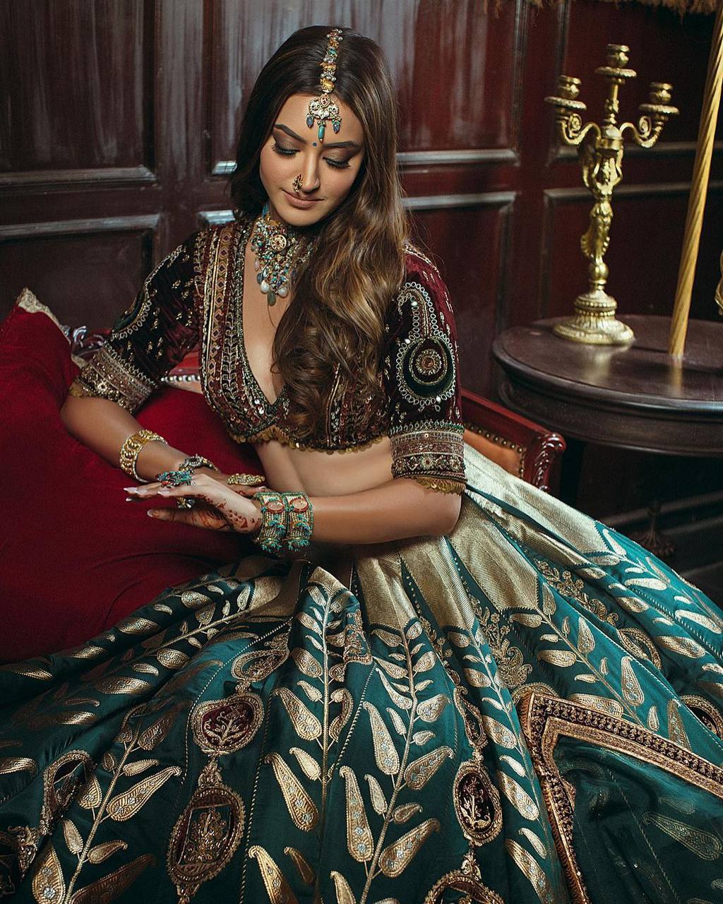 Teal Green Color Heavy Thread Zari with Sequence Work Designer Lehenga Choli