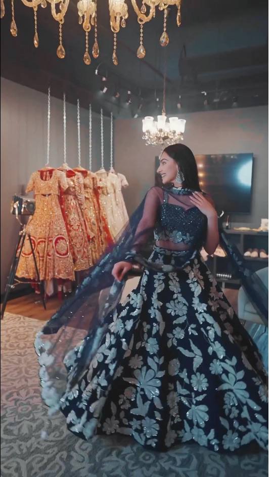 Navy Blue Color Heavy Sequence Work Designer Lehenga Choli