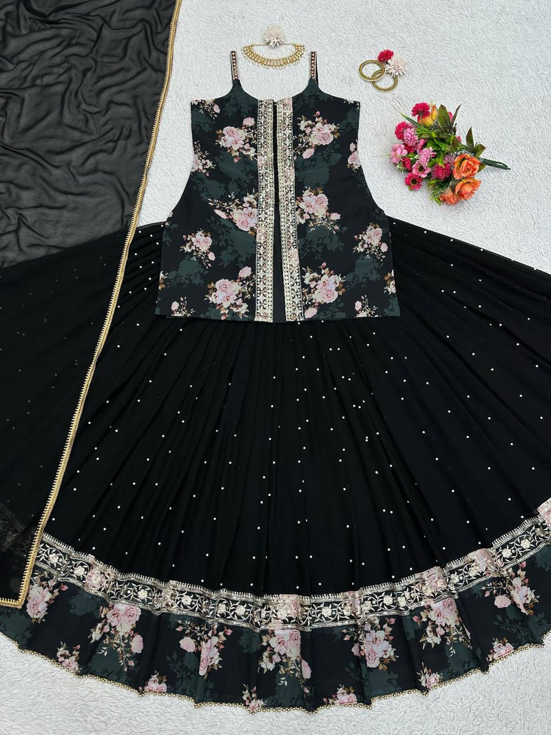Black Color Wedding Special Lehenga Choli Set With Thread And Sequence Work