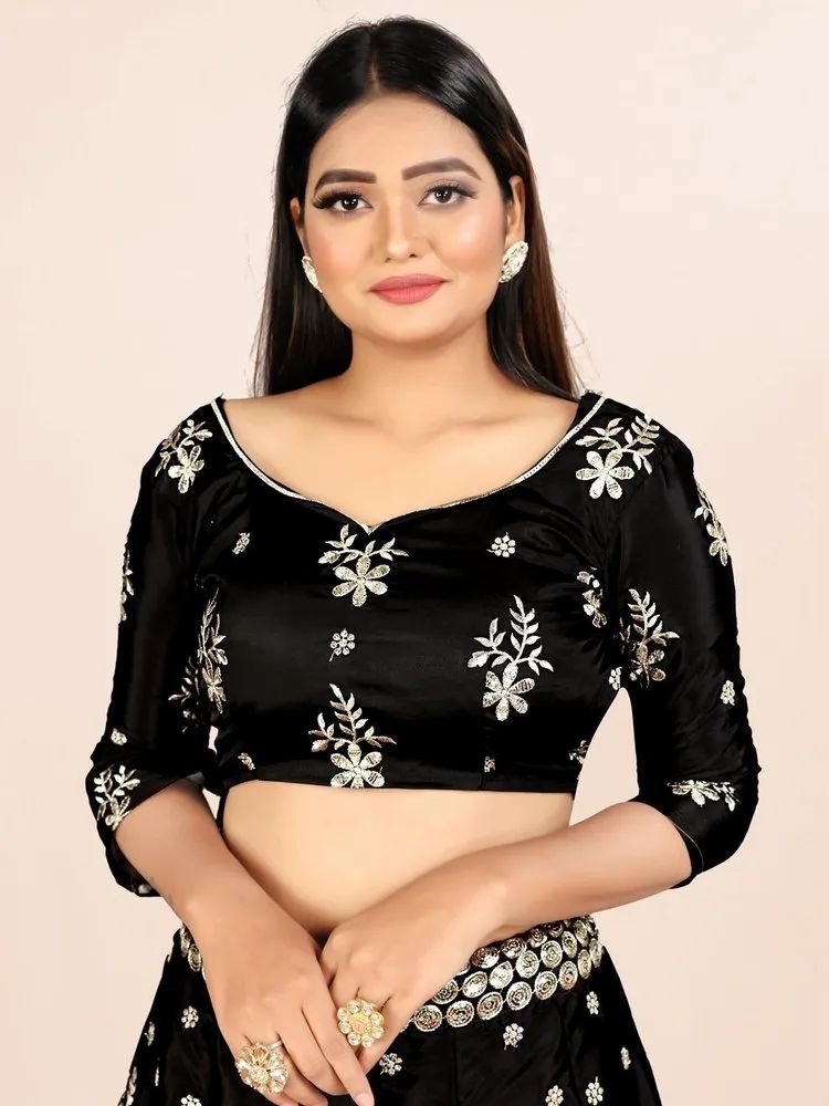 Black Color Sequins Embroidery Work Designer Lehenga Choli