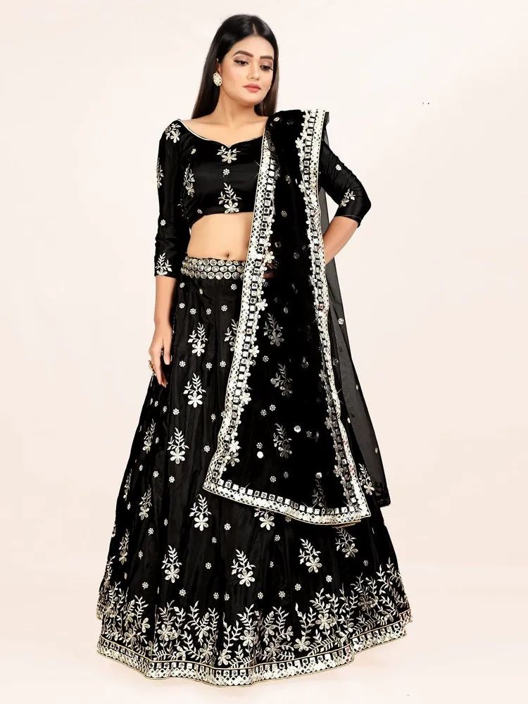 Black Color Sequins Embroidery Work Designer Lehenga Choli