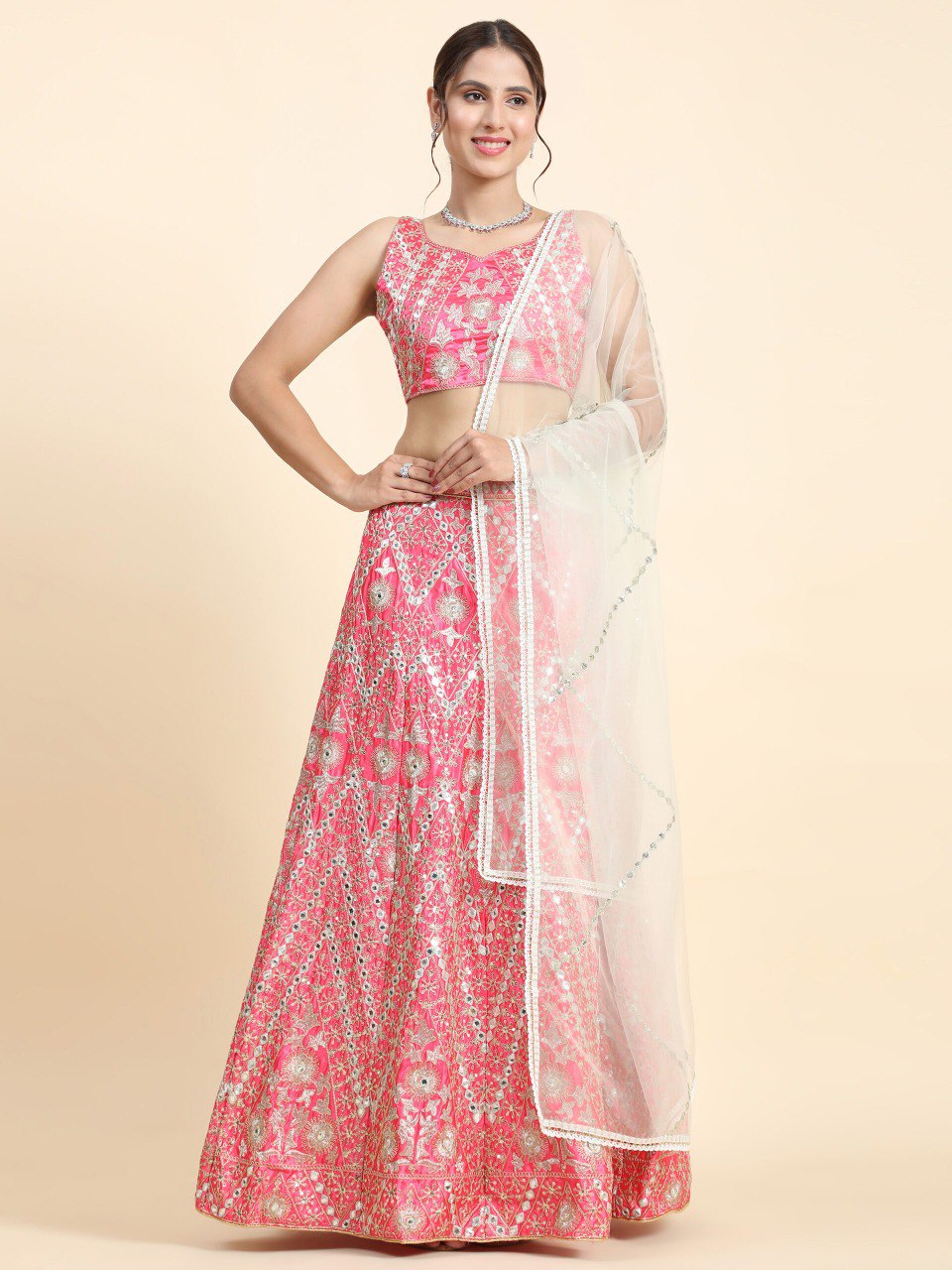Pink Color Wedding Wear Designer Thread Work Trendy Lehenga Choli
