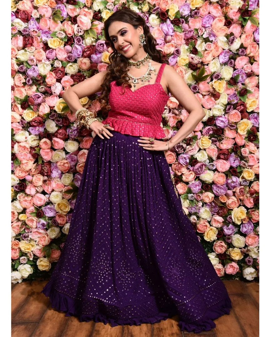 Purple Color Sequins with Thread Embroidery Work Lehenga Choli