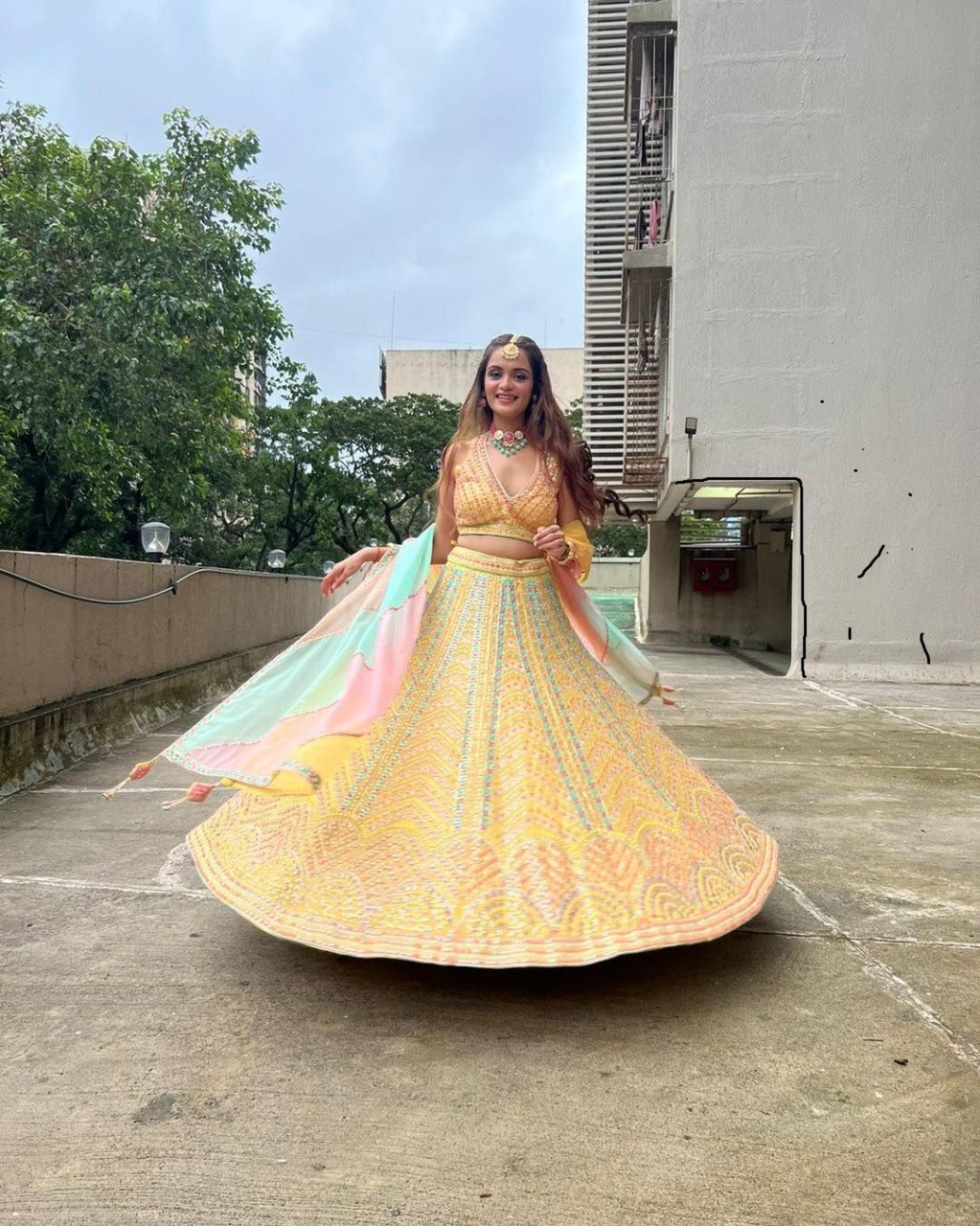 Yellow Color Wedding Wear Zari Sequins Embroidery Work Lehenga Choli