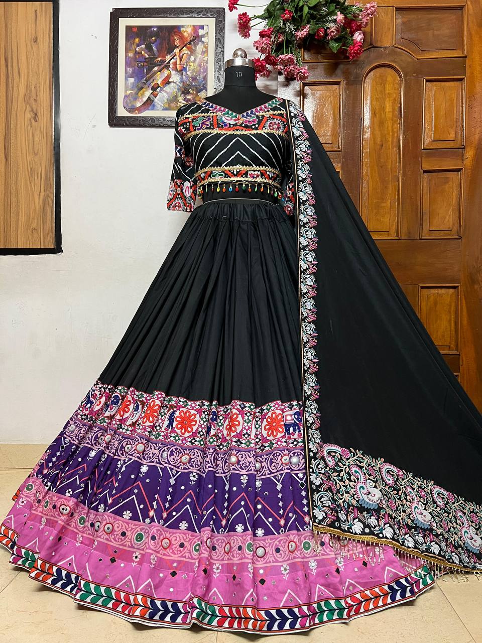 Black Mirror Work Megic Navratri Lehenga Choli