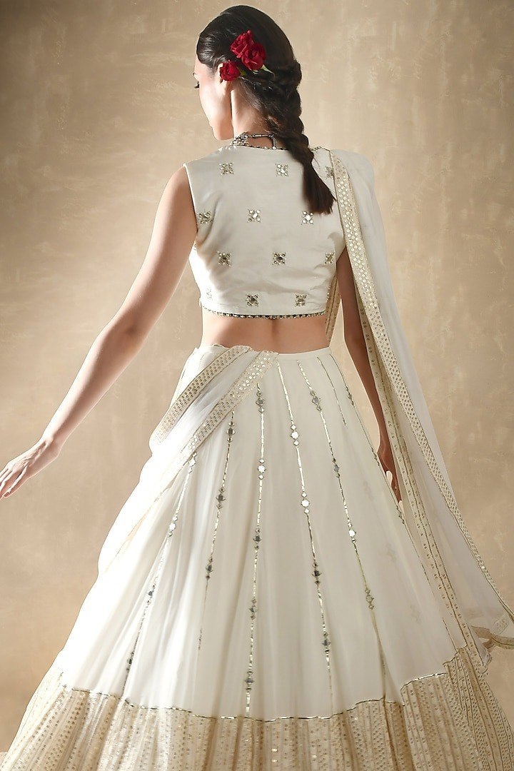 White Color Georgette Trendy Sequins Work Designer Lehenga Choli