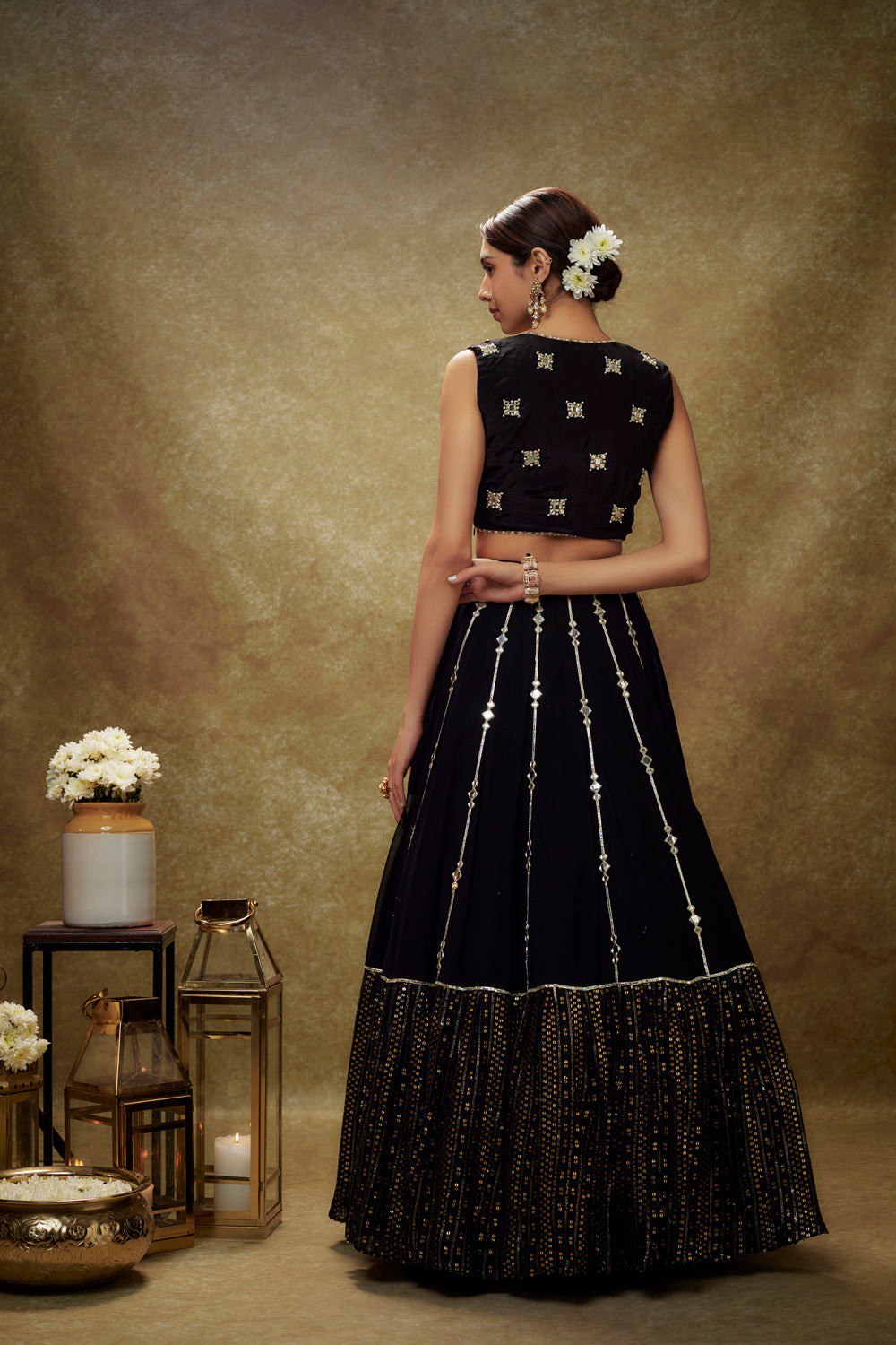 Black Georgette Trendy Sequence Work Party Wear Designer Lehenga Choli