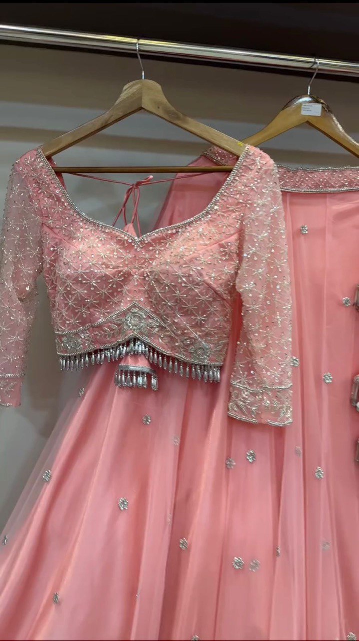 Baby Pink Color Heavy Thread with Sequins Work Designer Lehenga Choli