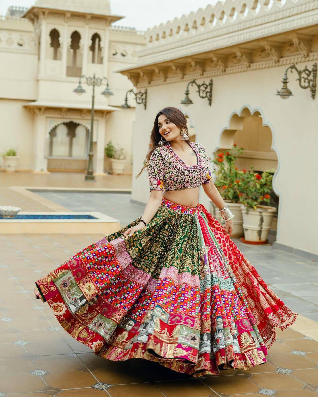 Multi Color Designer Muslin cotton Printed Navratri Lehenga Choli