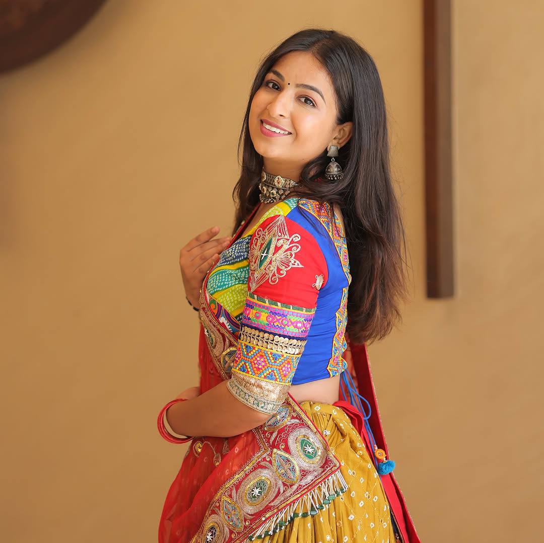 Mustered Yellow color Digital Printed Navratri Lehenga Choli