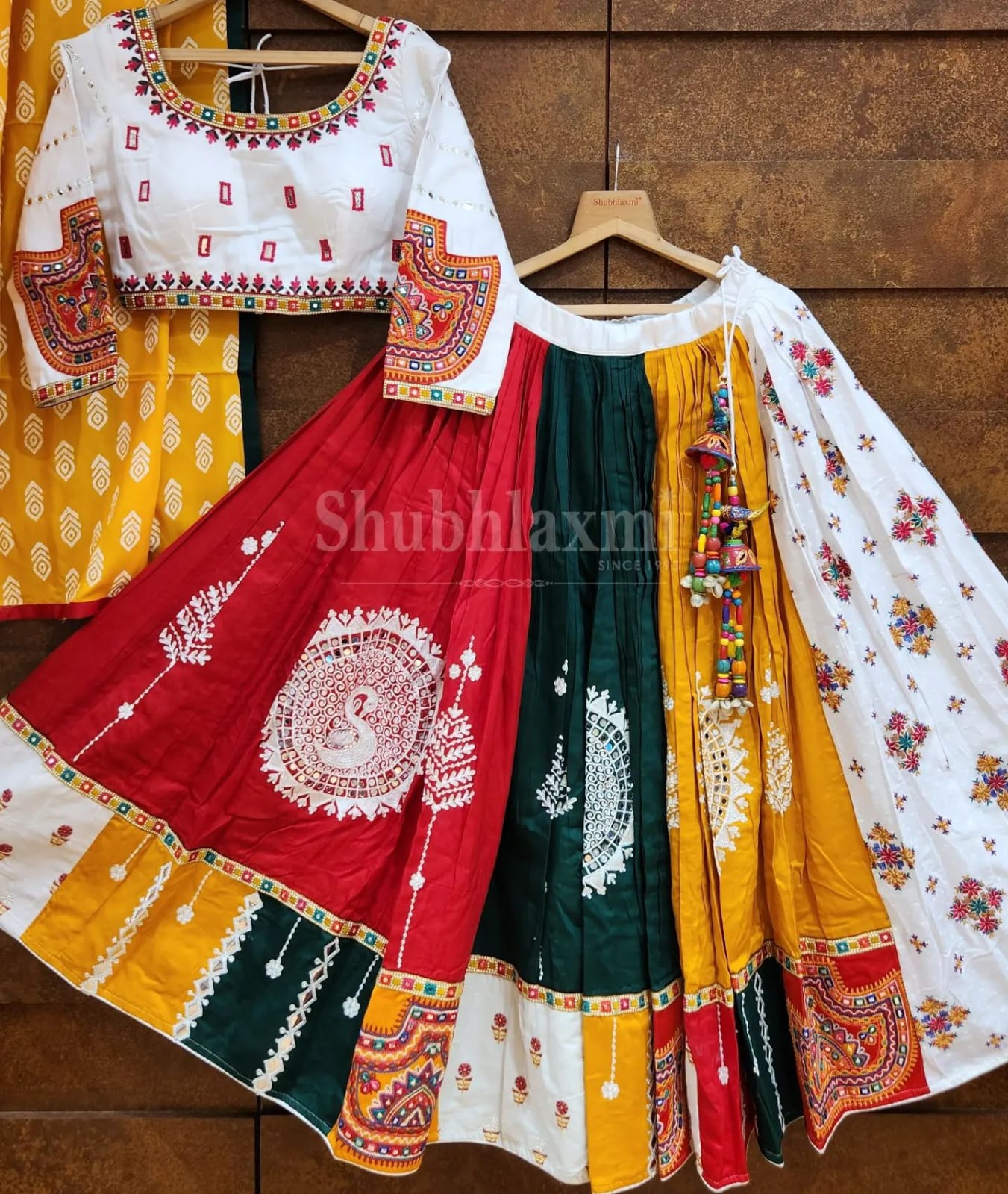 Multi Color Digital Printed with Mirror Work Navratri Chaniya Choli