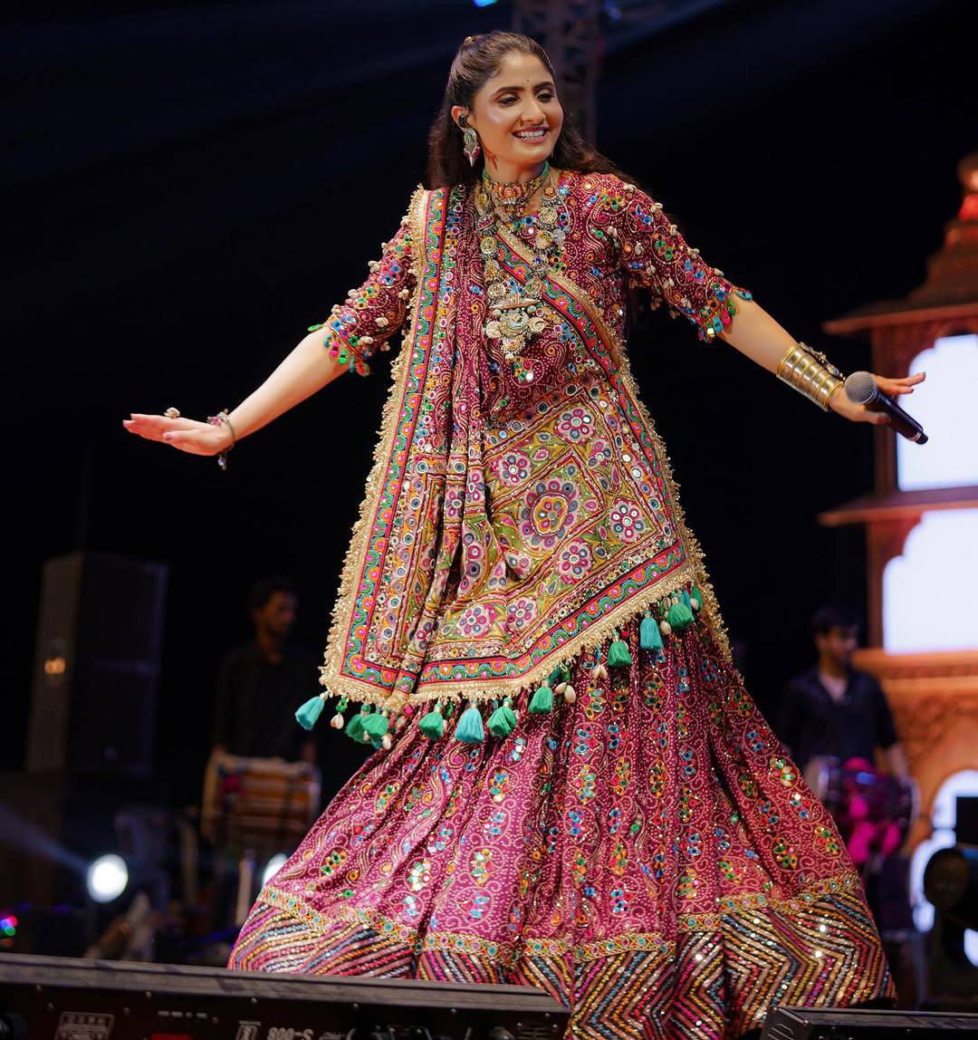 Maroon Color Digital Printed with Real Mirror Navratri Lehenga Choli