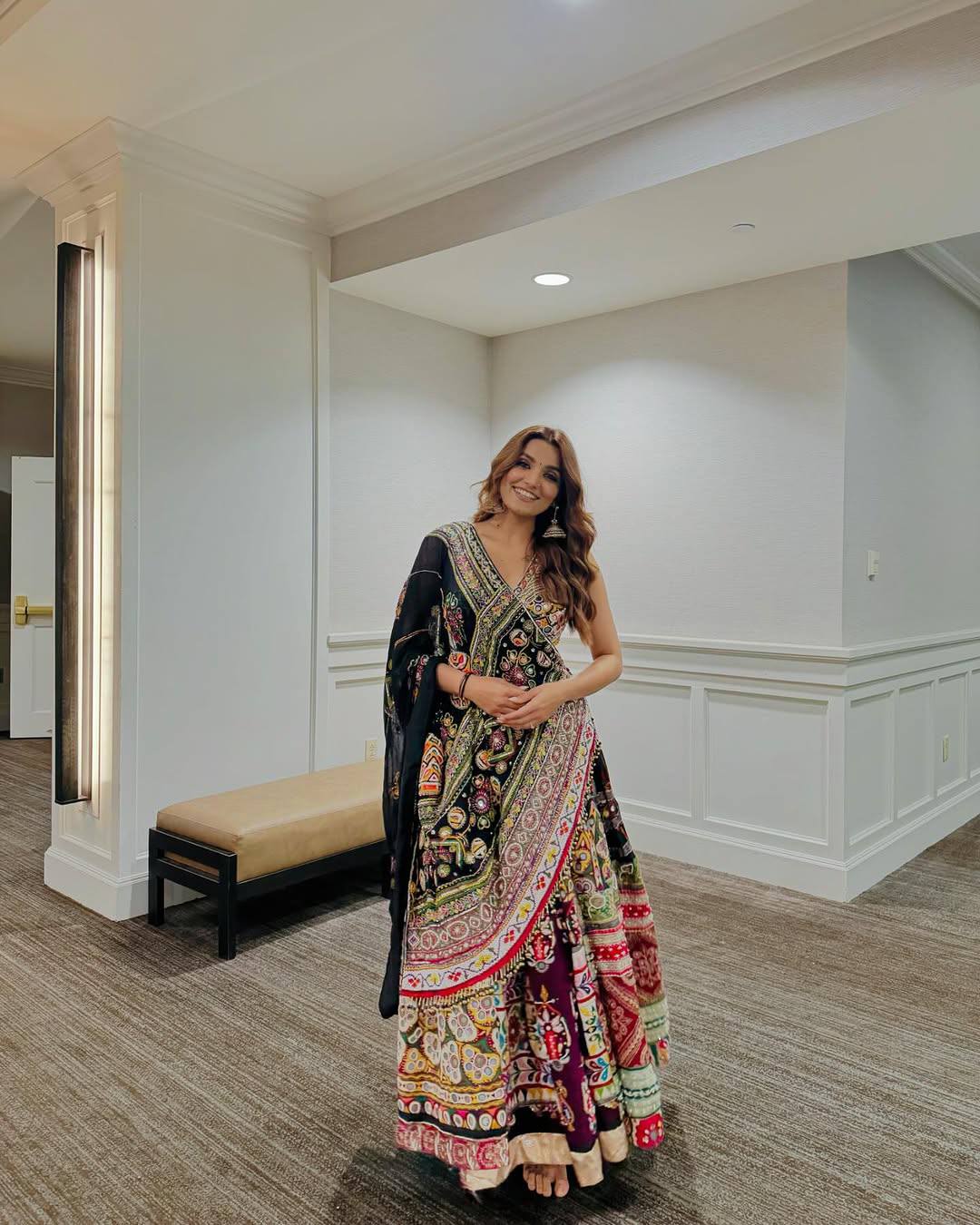 Black Color Digital Printed Muslin Navratri Lehenga Choli