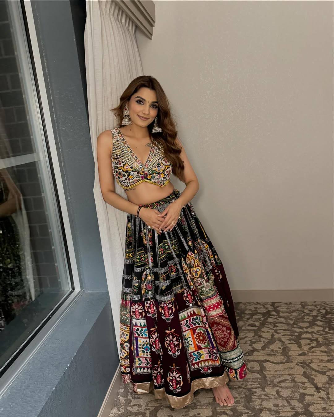 Black Color Digital Printed Muslin Navratri Lehenga Choli