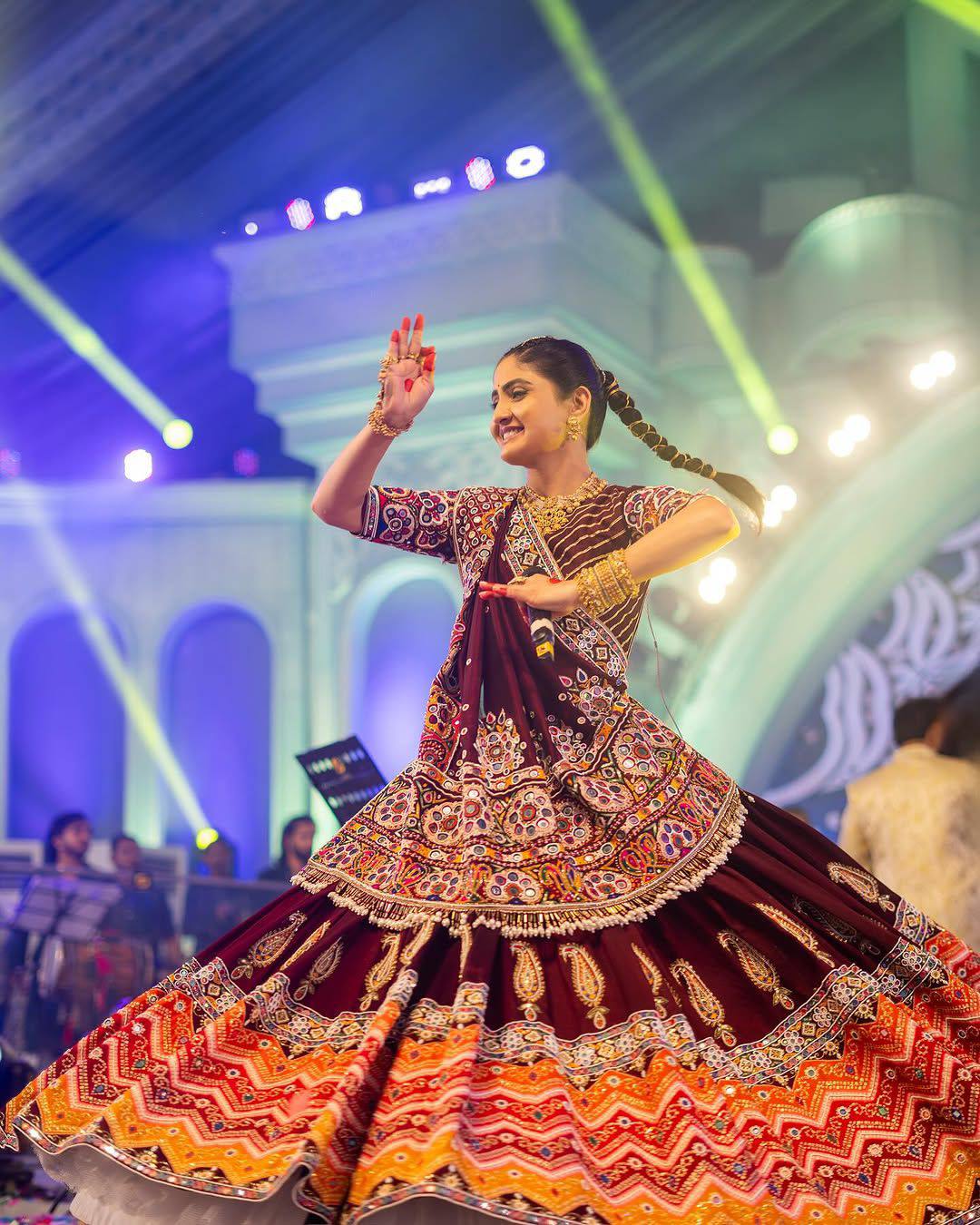 Maroon Color Digital Printed Mirror Work Navratri Lehenga Choli