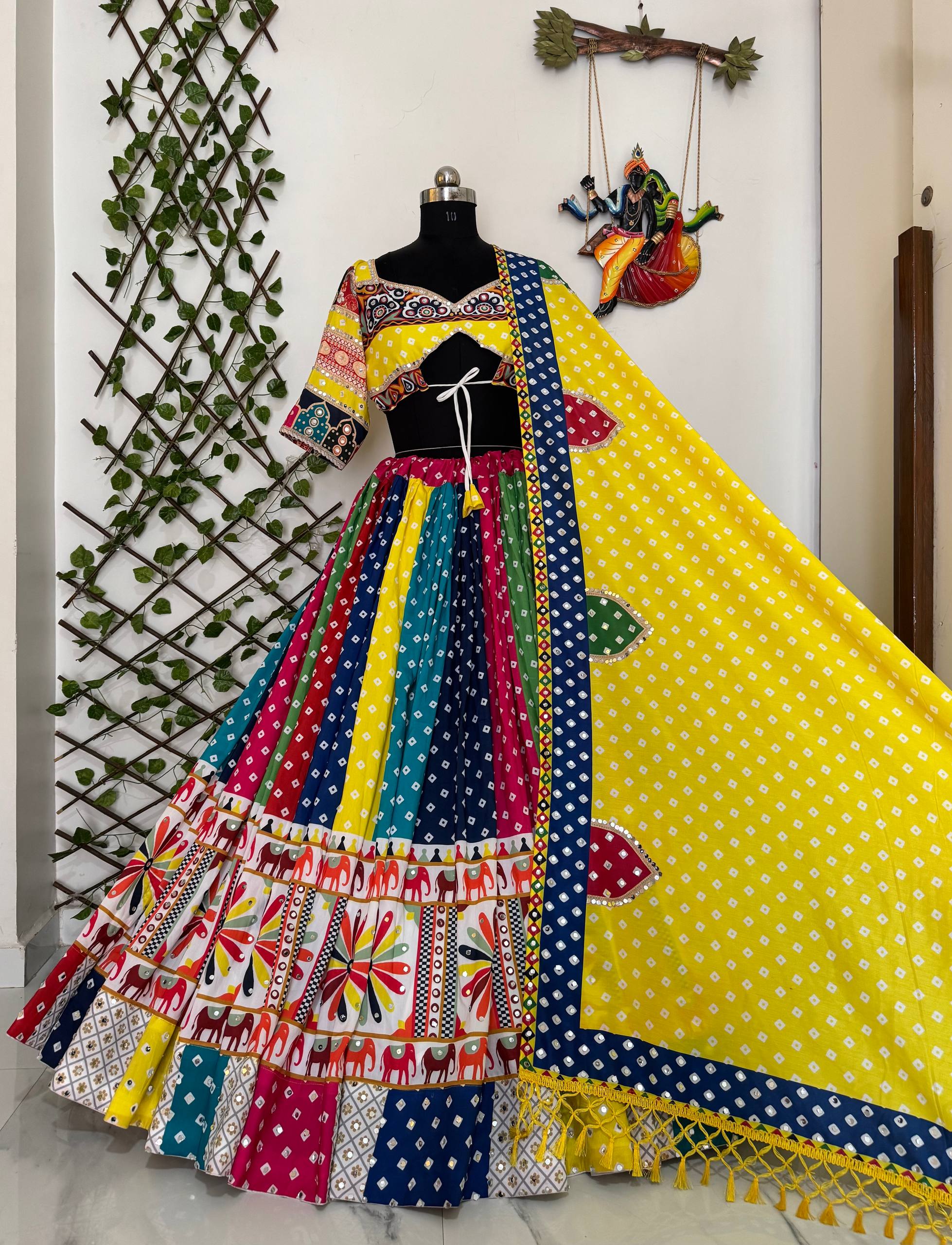 Multi Color Digital Printed Mirror Work Designer Lehenga Choli