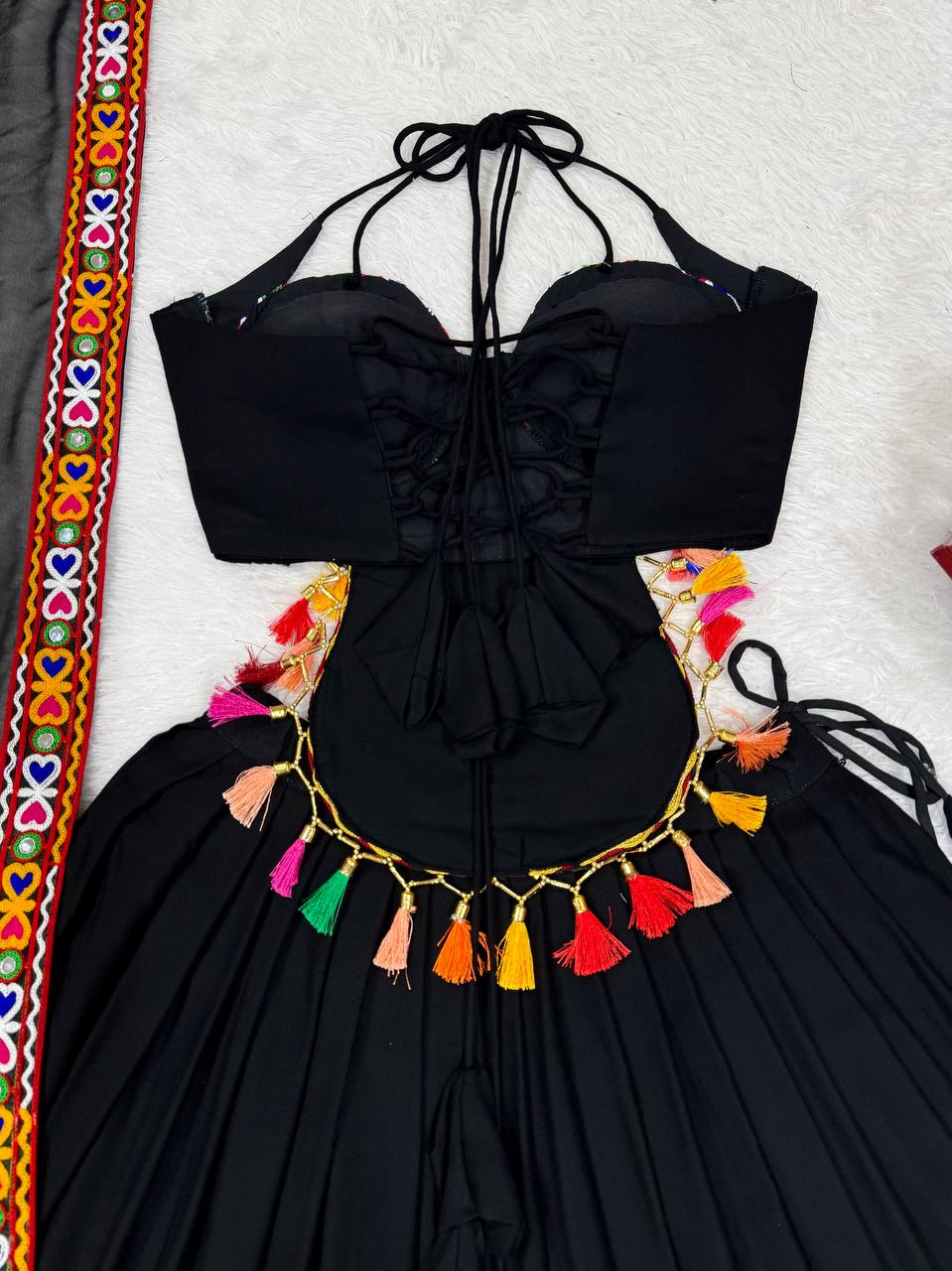Black Color Navratri Designer Gamthi Work Rady to Wear Lehenga Set