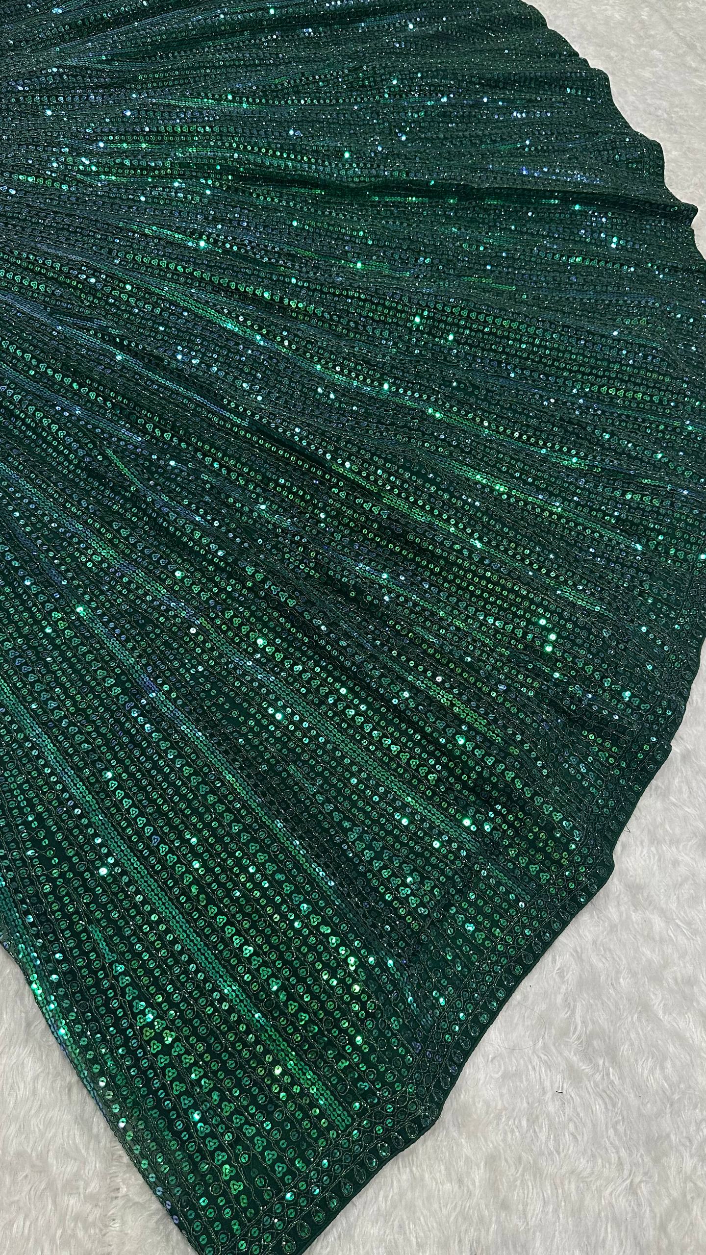 Green Color Heavy Sequence Work Wedding Wear Designer Lehenga