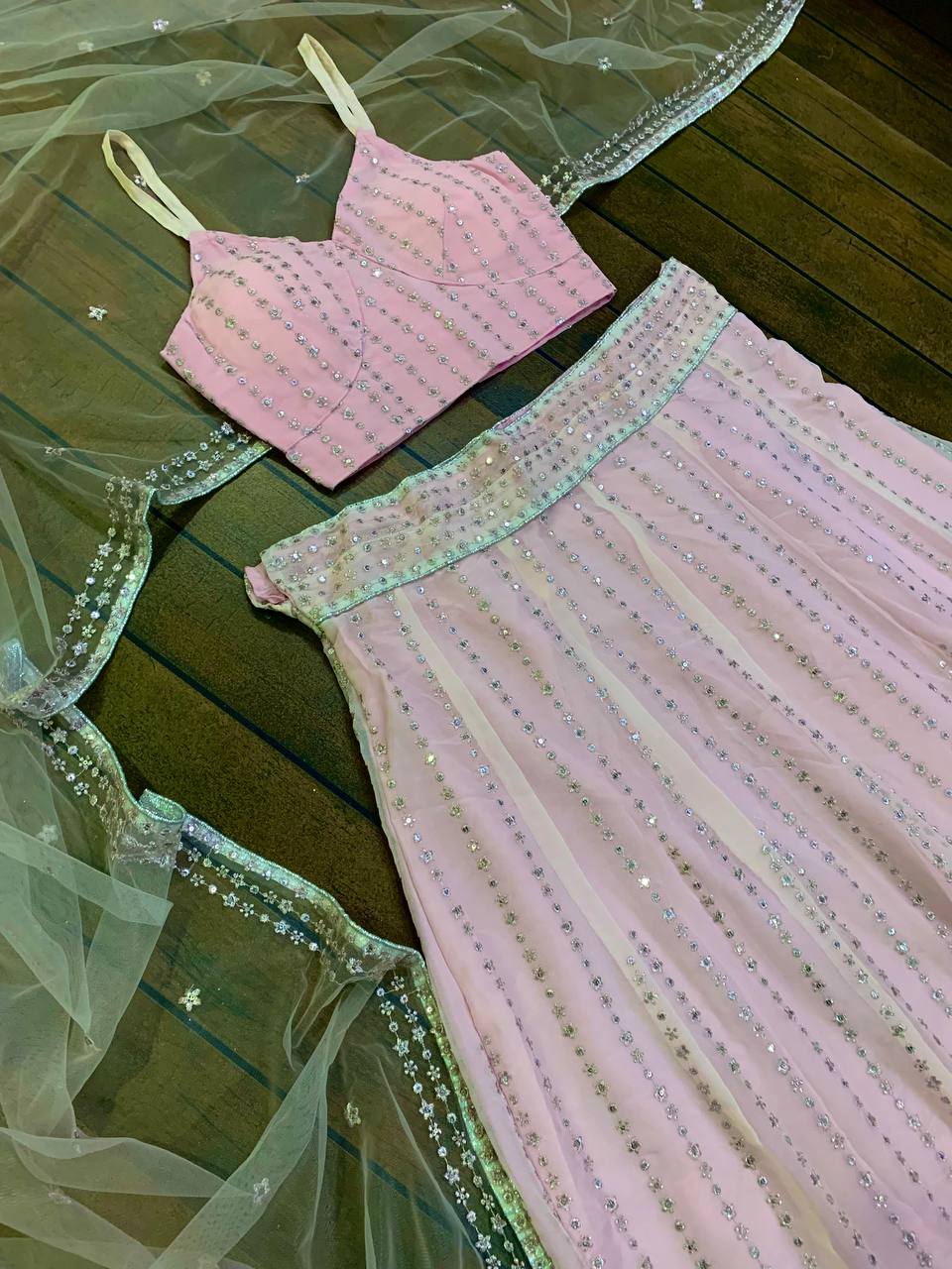 Pink Color Heavy Zari With Sequence Work Designer Lehenga Choli