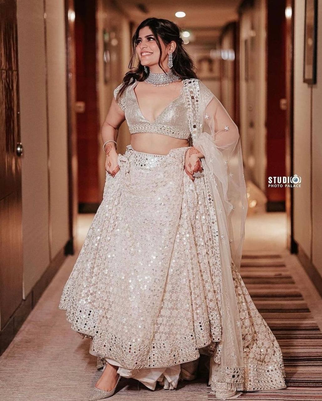 White Color Heavy Thread With Papper Mirror Work Designer Lehenga Choli