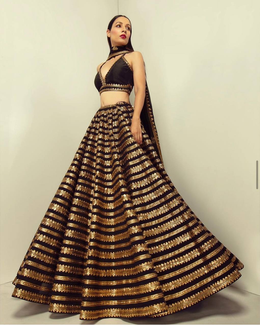 Black Color Heavy Sequence Work Designer Wedding Wear Lehenga Choli