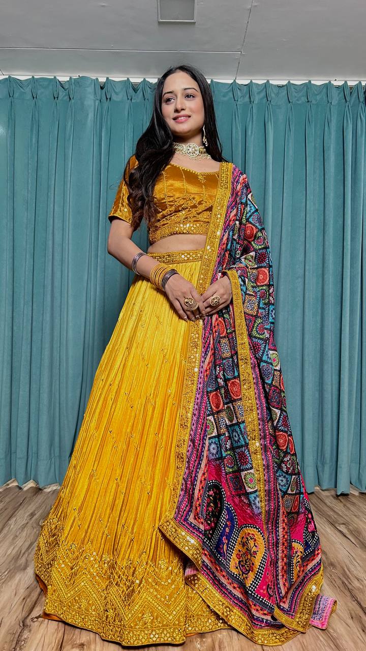 Multi Color Thread With Sequence Work Designer Lehenga Choli