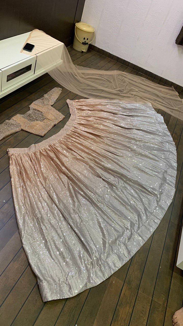 Baby Pink Color Sequins Work Designer Party Wear Lehenga Choli