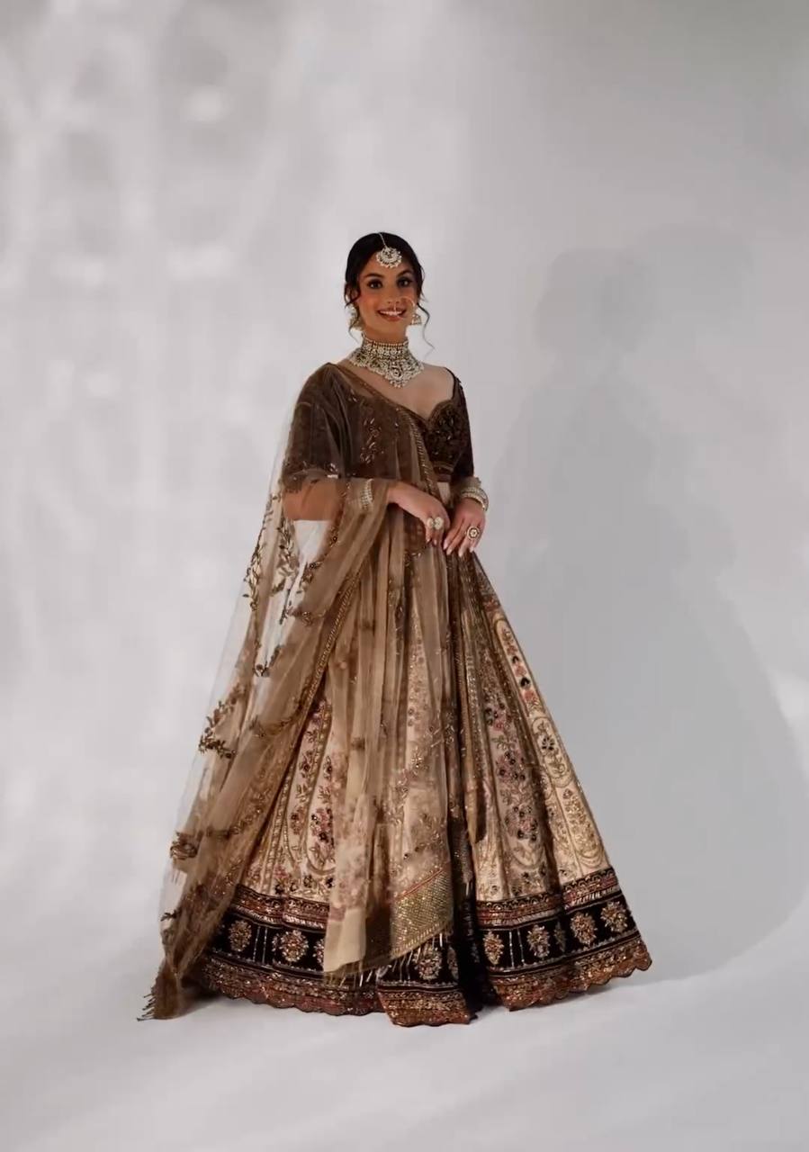 Golden Color Heavy Thread With Sequence Work Designer Lehenga Choli